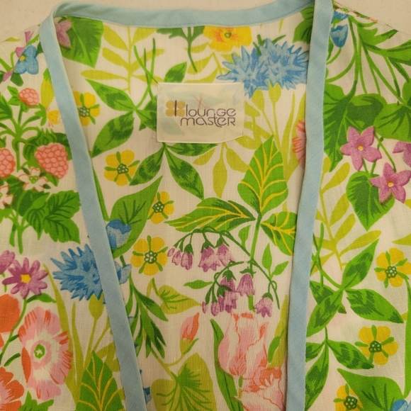 Vintage 40s/50s Floral Cotton Wrap Housedress Side Pocket L - Picture 6 of 9